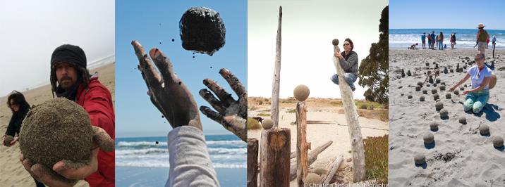 photo montage of people and sand globes