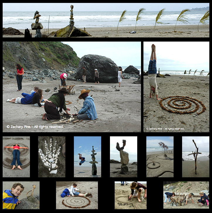 photo montage of artwork and art makers at Stinson Beach