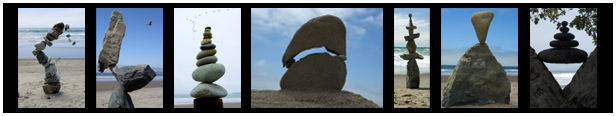  view of balanced rock sculptures
